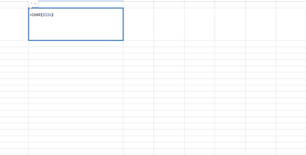 add bullet points to Google sheets using formula