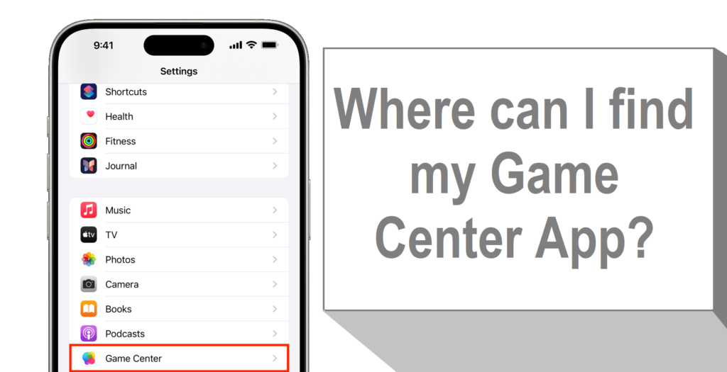 screenshot of where to find game center in Apple device
