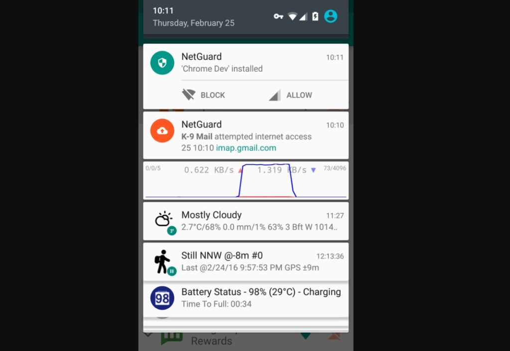 how netguard shows app speed 
