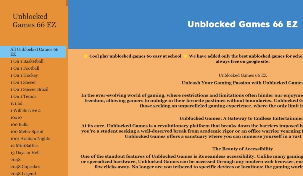 unblocked games 66 EZ website
