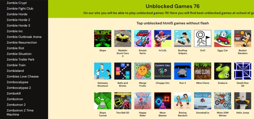 unblocked games 76 website